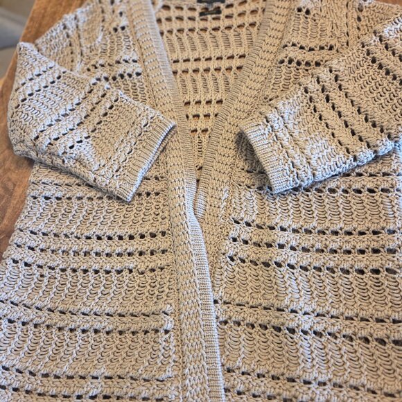 Massimo Dutti Open-Knit Cotton Cardigan Sweater Size Small - Picture 3 of 3